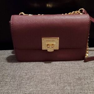 Michael Kors Plum Crossbody Bag with Gold Accents